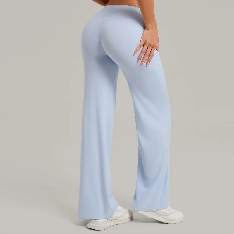 Women's New Pilates Straight Leg Yoga Pants Hip Lifting Tight Fitting Wide Leg Pants Outdoor Sports Running Casual Fitness Pants