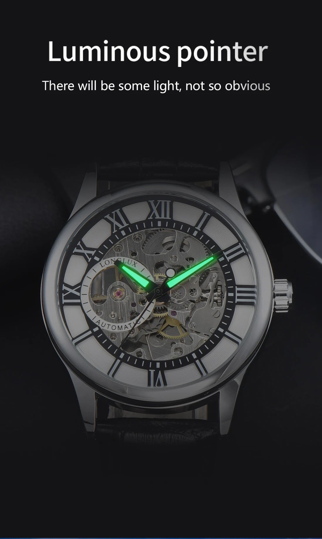 Men automatic watch luxury rome mechanical watches waterproof skeleton noctilucent leather mens watch choice of gift giving