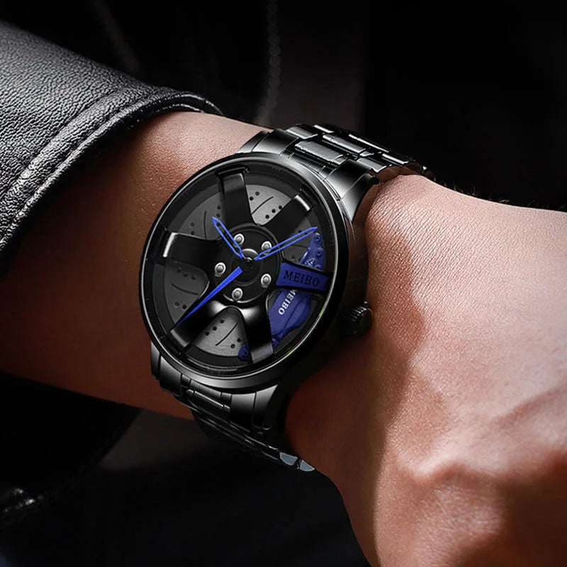 2025 Top Men Leather Watches Men Car Wheel Hub Stainless Steel Quartz Watch For Mens Military Sports Watch Relogio Masculino