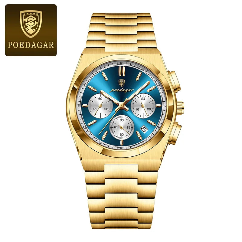 Classical Stop Watch Men Watches 2024 Luxury Sport Three-Eyes Multifunction Quartz Wristwatch Man Clock Waterproof Luminous Date