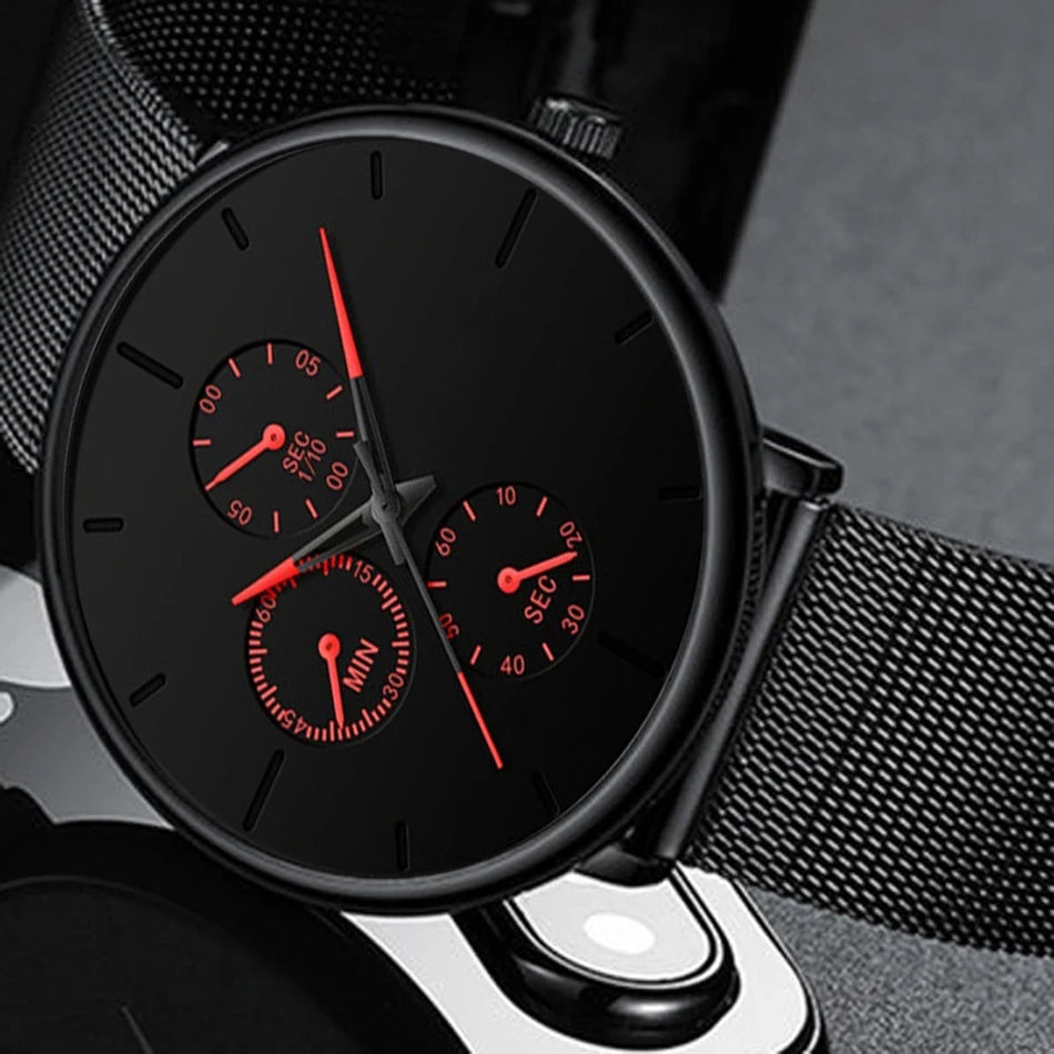 2025 Mens Luxury Watches for Men Business Casual Ultra Thin Clock Male Stainless Steel Mesh Belt Quartz Watch relogio masculino