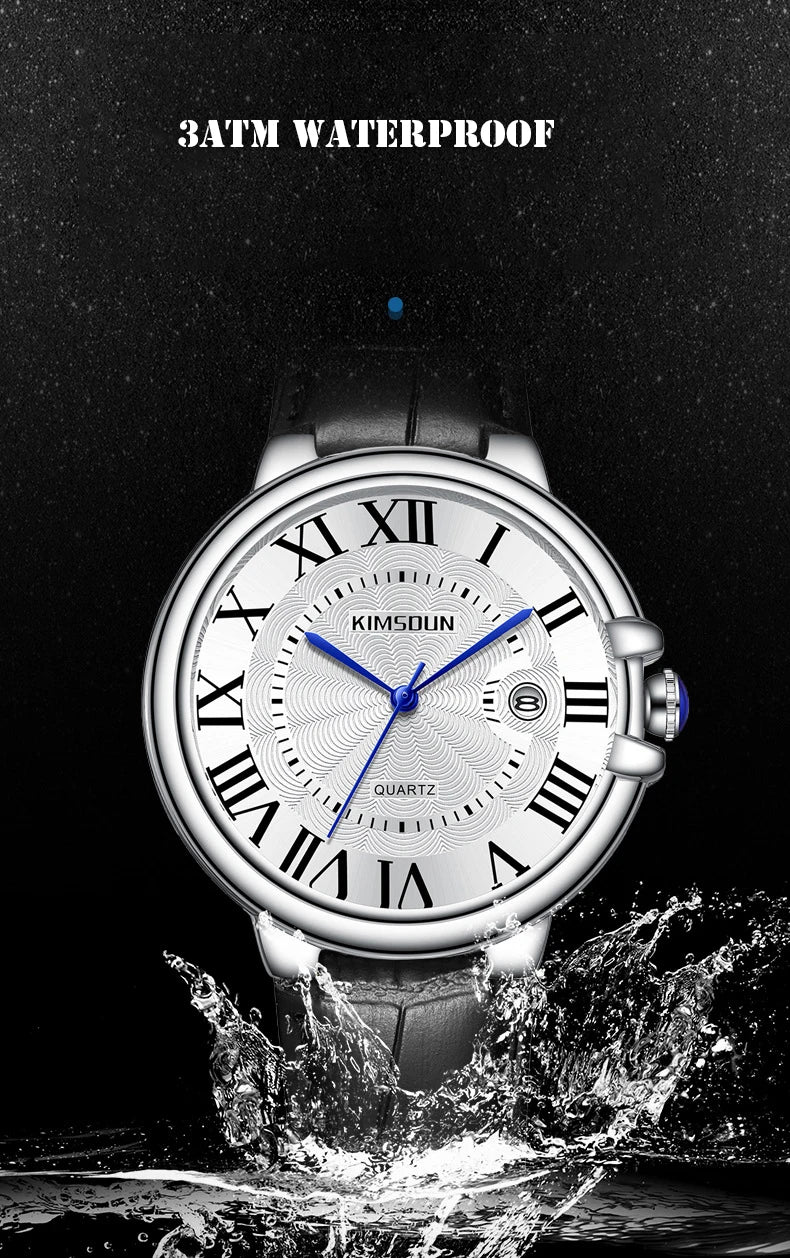 2025 Brand Men Watch Business High-end Transparent Waterproof Leather Strap Rome Battery Male Fashion Quartz Clock Watches gift