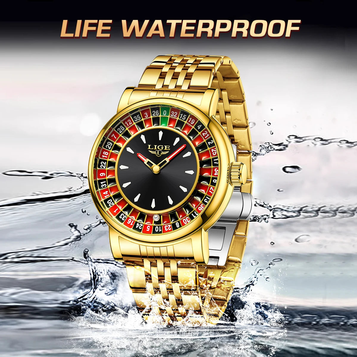 LIGE Unique Creative Men's Watches Fashion Casual Stainless Steel Rotating Dial Roulette Waterproof Classic Quartz Man Watch New