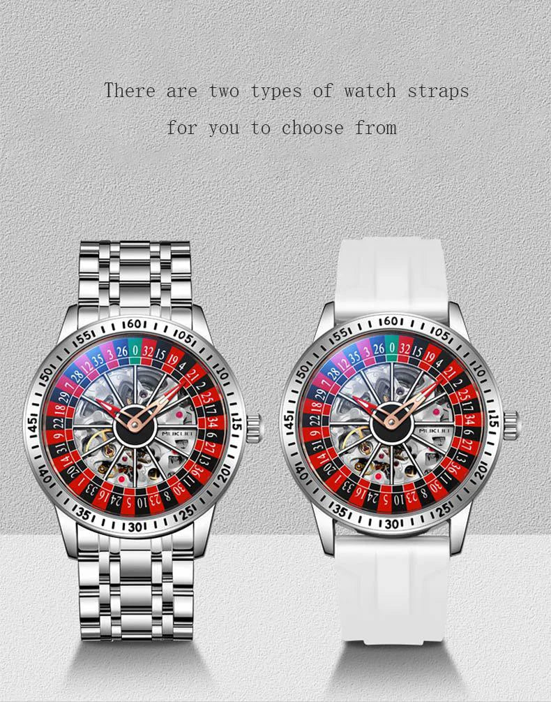 Men Mechanical Watch Automatic Luxury Gambling Rotating Plate Dial Wristwatch Man Casual Waterproof Luminous Clock Reloj Hombre