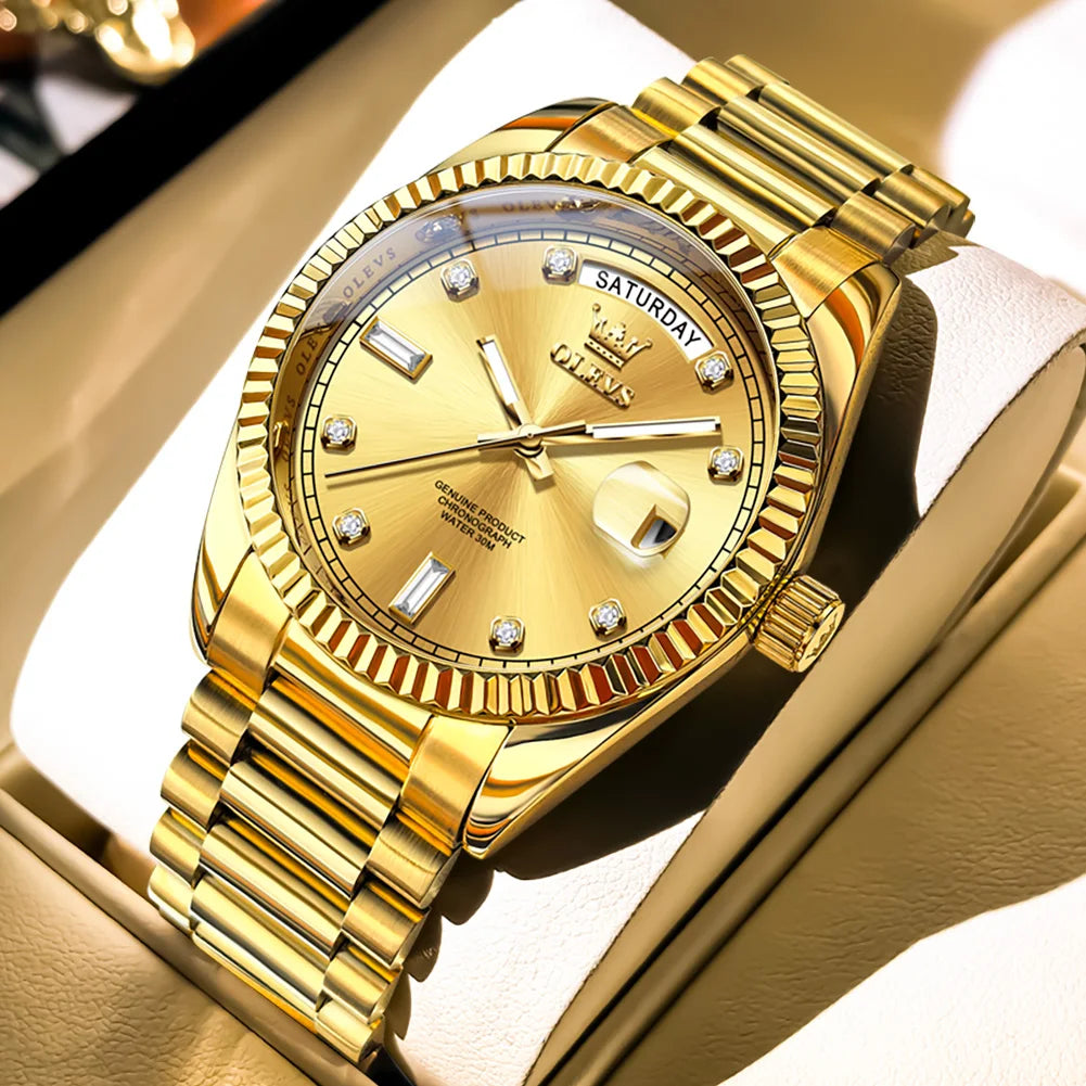 OLEVS Fashion Luxury Men's Automatic Mechanical Watches Waterproof Gold Date Business Luminous Watch for Man Brand Wristwatch