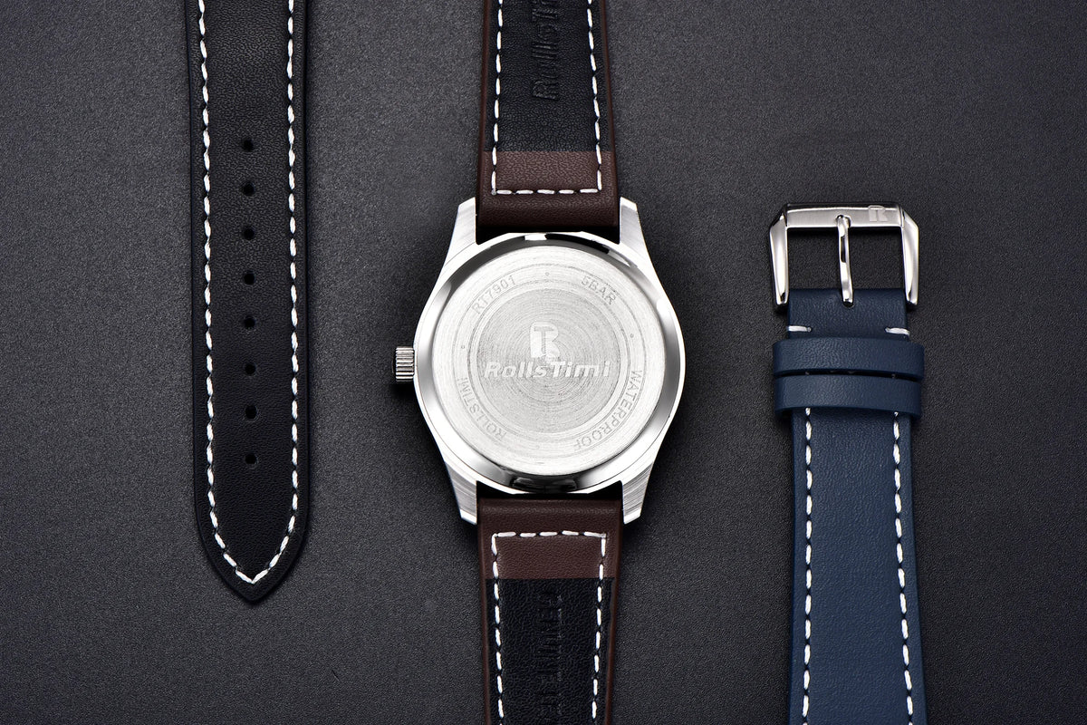 2025 New Rollstimi Men's Brand Watches Quartz Sapphire Mirror Men Simple Luminous Waterproof Wristwatch Business Leather Clock
