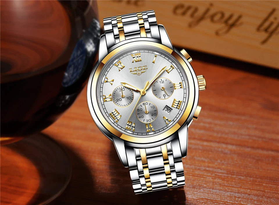 Relojes Hombre 2024 New LIGE Watches Men Luxury Brand Chronograph Male Sport Watches Waterproof Stainless Steel Quartz Men Watch