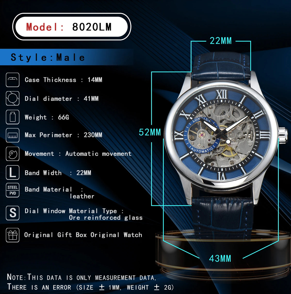 Men automatic watch luxury rome mechanical watches waterproof skeleton noctilucent leather mens watch choice of gift giving