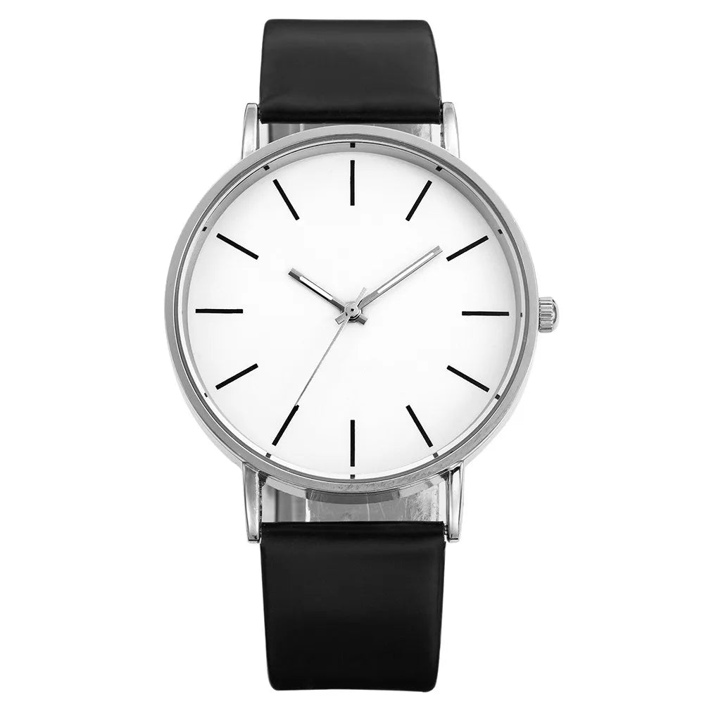 Luxury Brand Men's Watches Fashion Metal Round Dial Analog Quartz Wristwatch for Men Women Leather Band Casual Simple Male Clock