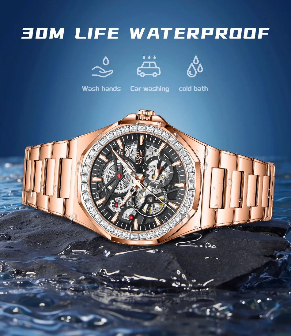 LIGE New Luxury Rose Gold Waterproof Watches For Men Casual Business Watch Men Luminous Automatic Men's Mechanical Wristwatch