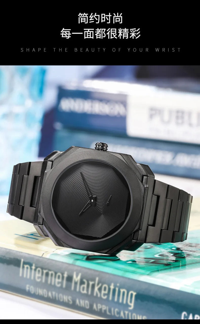 New Watches for Men Luxury Stainless Steel Unique Octagonal Dial Waterproof Quartz Wristwatches Relogio Masculino Drop Shipping