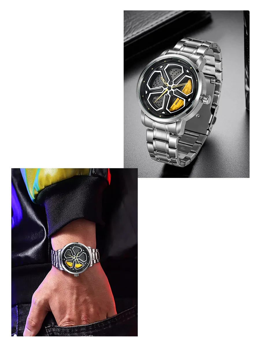 Luxury Sport Car Wheel Watch for Men Top Brand Car Wheel Rim Dial 3D Fashion Men's Watch Waterproof Men Watch Relogio Masculino