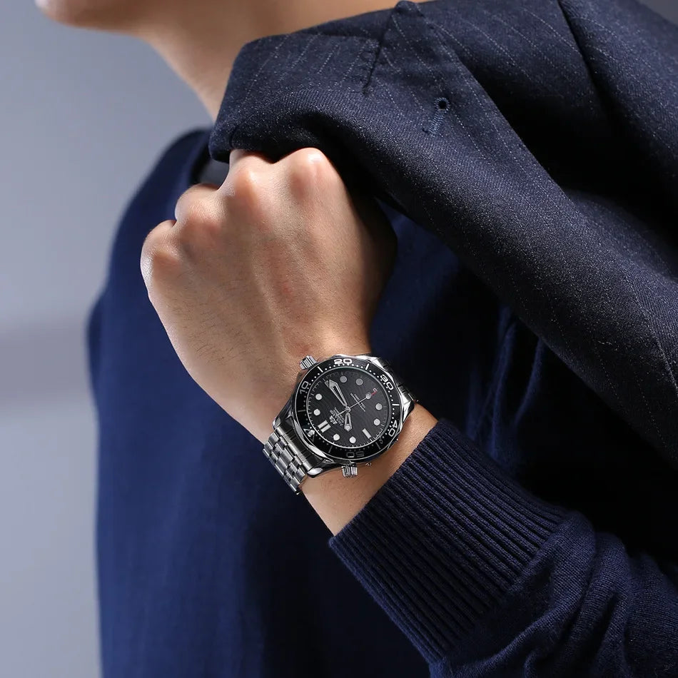 Luxury New Automatic Watch for Men Mechanical Watches Stainless Steel Bracelet Ceramic Diver