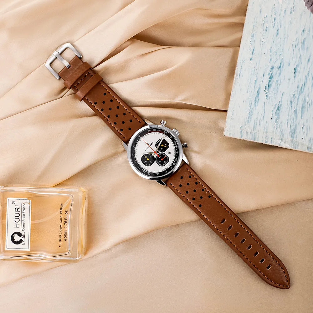 Luminous Couple Watch Chronograph Quartz Leather Multifunctional Sports Waterproof with Date Display