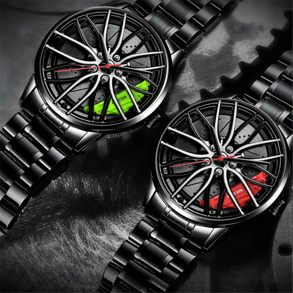 2025 Top Men Leather Watches Men Car Wheel Hub Stainless Steel Quartz Watch For Mens Military Sports Watch Relogio Masculino