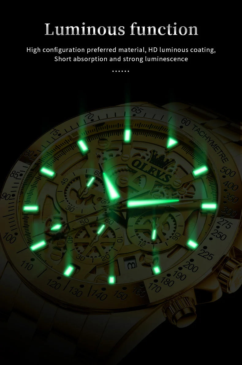 OLEVS 9913 Man Watches 44mm Big Dial Luxury Business Quartz Watch For Men Waterproof Luminous Chronograph Fashion Men Hand Clock
