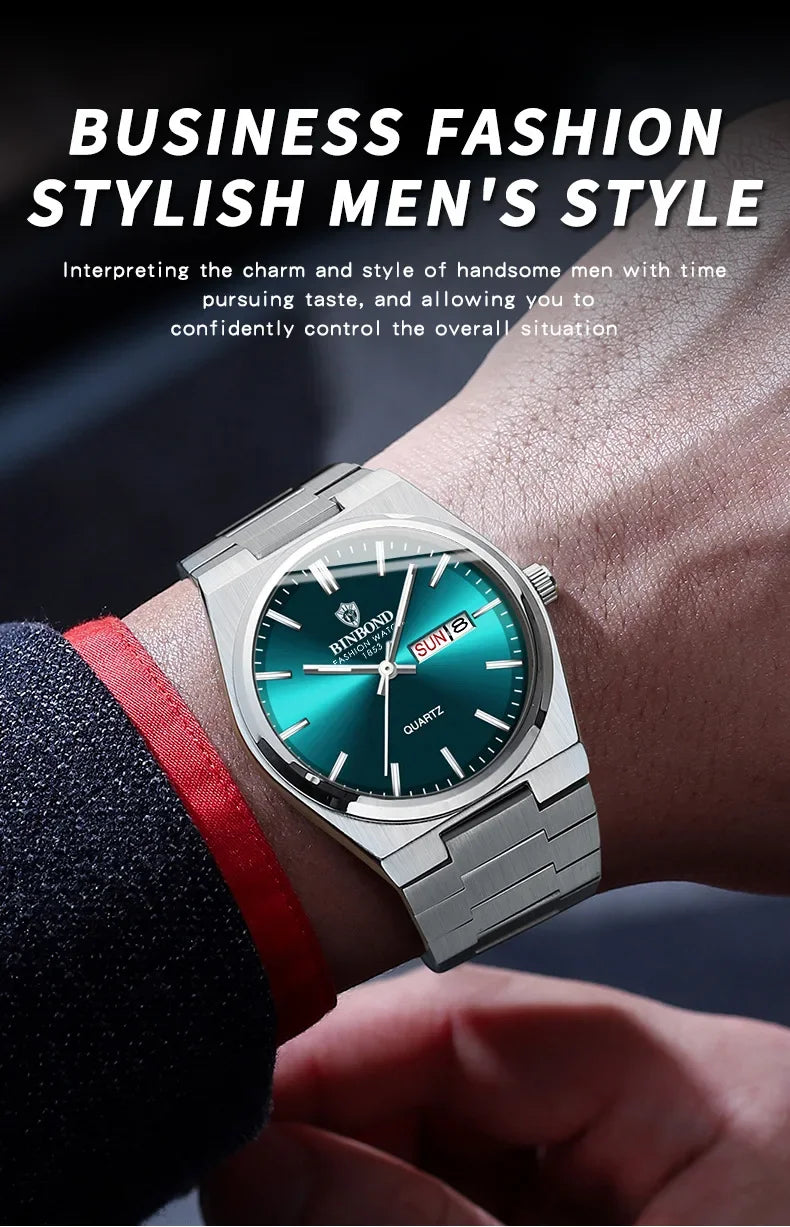 Luxury Square Sport Man Wristwatch Waterproof Luminous Chronograph Quartz Men's Watches Stainless Steel Men Watch Reloj