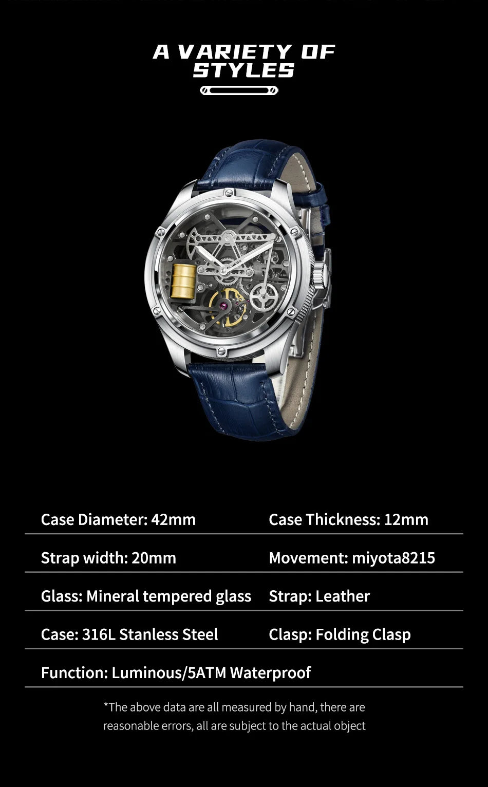 2023 Relogios Masculinos  Pindu Design Mens WatchesSapphire glass Top Brand Machine Watch Men Business Clock Men Miyota 8215+Box