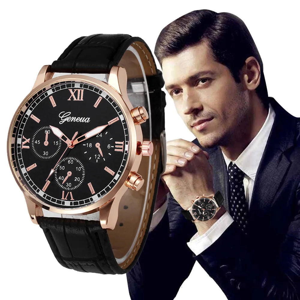 New Mens Watches Luxury Male Clock Fashion Sport Quartz Wristwatch for Man Casual Leather Belt Male Clock Relogio Masculino