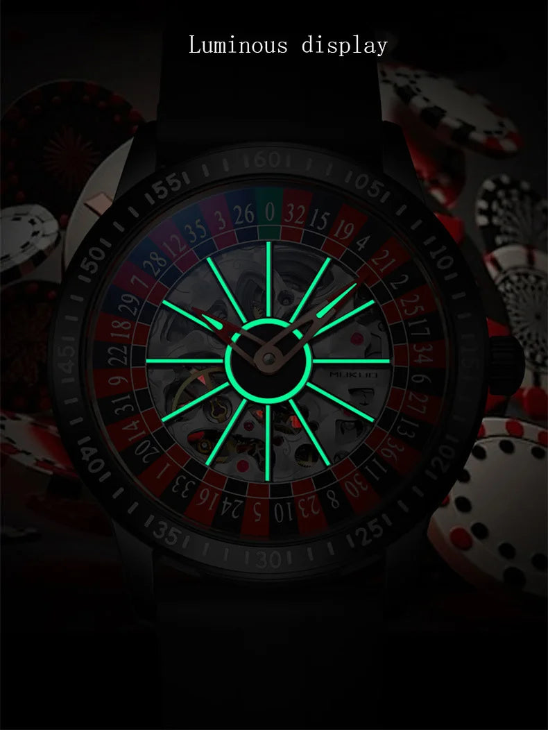 Men Mechanical Watch Automatic Luxury Gambling Rotating Plate Dial Wristwatch Man Casual Waterproof Luminous Clock Reloj Hombre