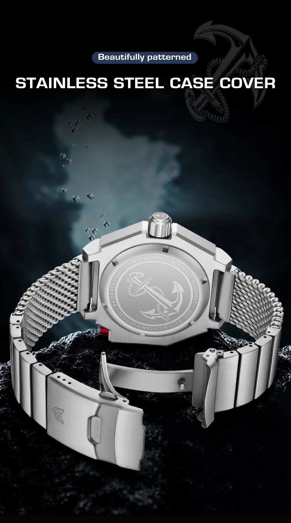 LIGE Top brand luxury watches mens automatic mechanical watch luminous large dial 1000M Gift waterproof relogios masculino+BOX