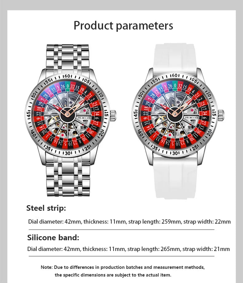 Men Mechanical Watch Automatic Luxury Gambling Rotating Plate Dial Wristwatch Man Casual Waterproof Luminous Clock Reloj Hombre