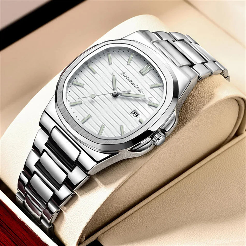 2025 Top Brand Luxury Men Wristwatch Business Waterproof Luminous Alloy Polygonal Case Fashion Quartz Watch Male with Calendar