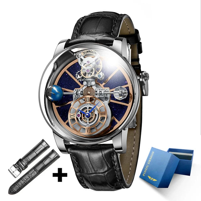 Relogio PINDU Fixed Roulette Watch Latest Design Quartz Watch Men Waterproof Leather Man Wristwatch Upgraded Version