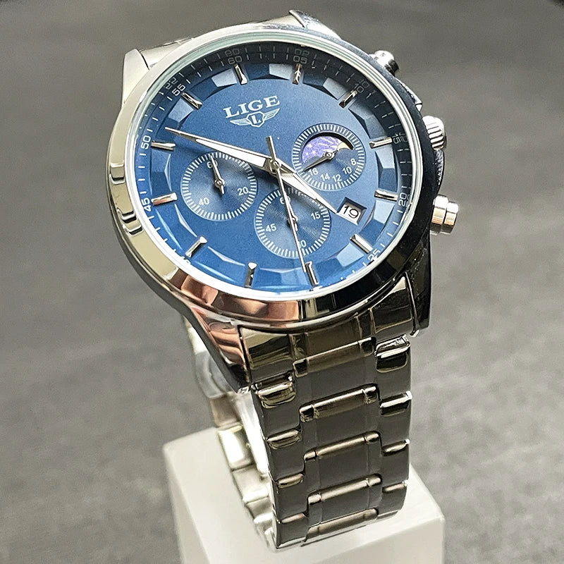 LIGE 2025 New Luxury Mens Watch Fashion Business Quartz Wristwatches Sports Waterproof Luminous Steel Watches Men Reloj Hombre