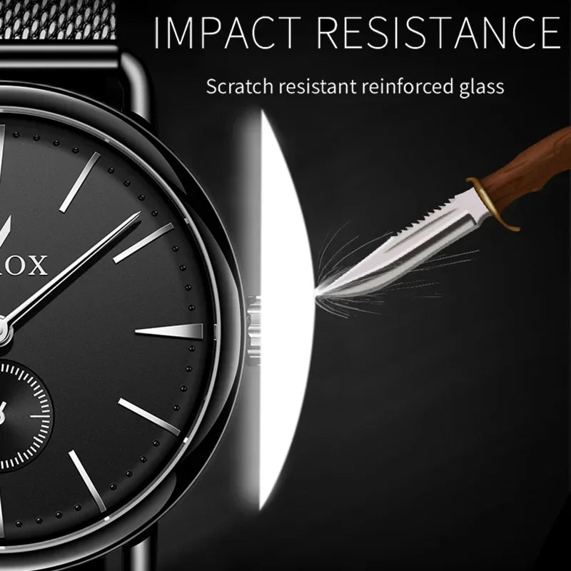 Luxury Brands SKROX Ultra-Thin Mechanical Men's Watch High-End Elegant Design with Mesh Strap Manual Movement Wind-Up Clockwork