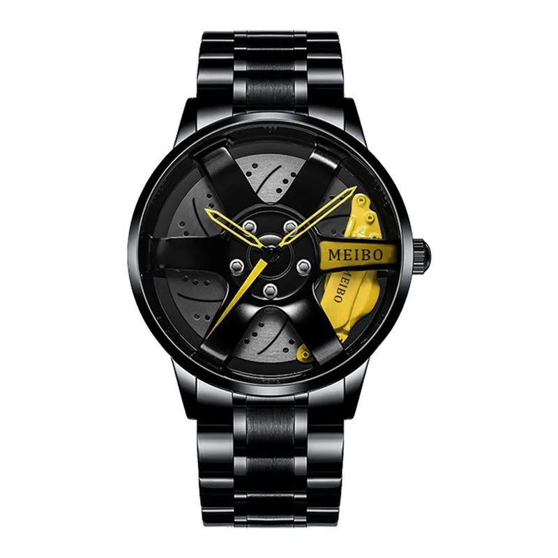 2025 Top Men Leather Watches Men Car Wheel Hub Stainless Steel Quartz Watch For Mens Military Sports Watch Relogio Masculino