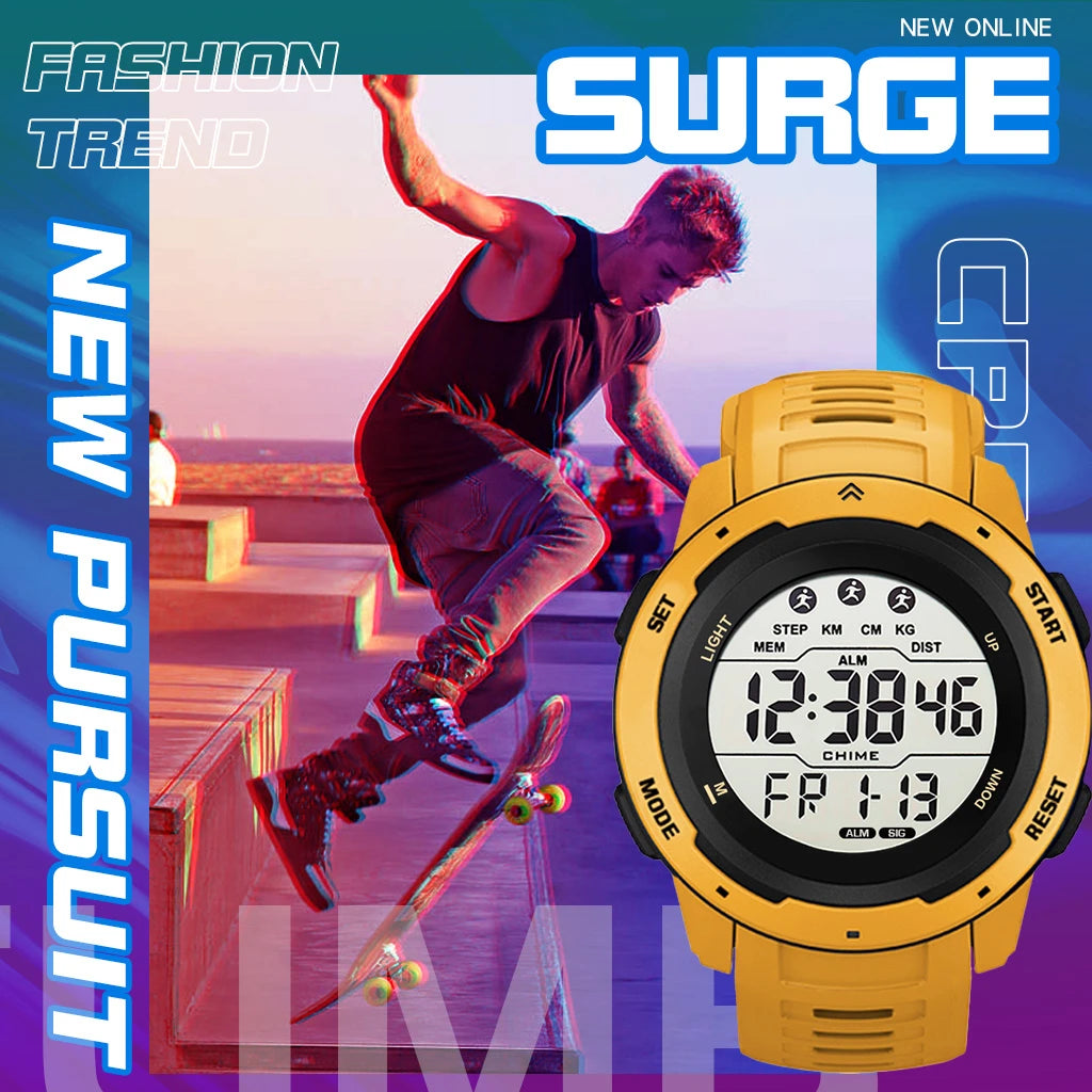 Reloj Hombre Outdoor Digital Watches Sport LED Men Big Dial Round Watch Luminous Casual Clock Multifunction Wrist Stopwatch 2022