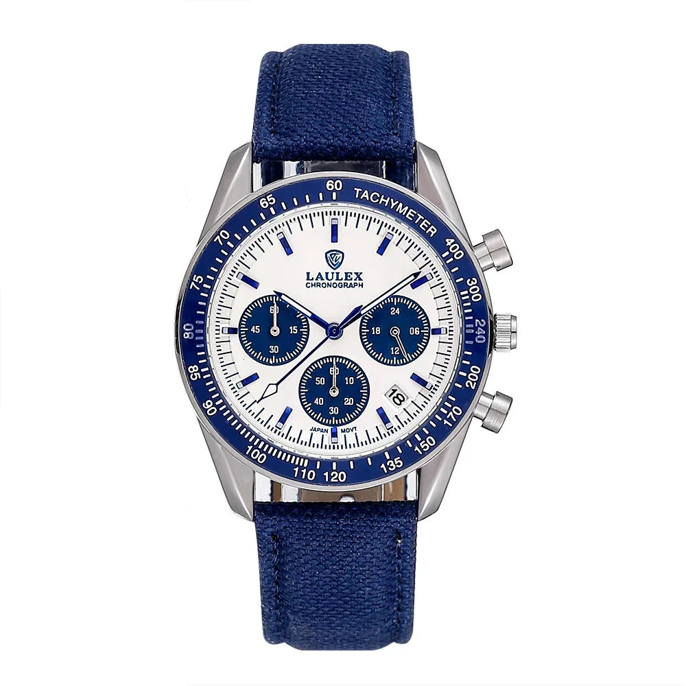 2024 LAULEX luxury top AAA multi-function chronograph 30M water-resistant fashion business stainless steel quartz watch