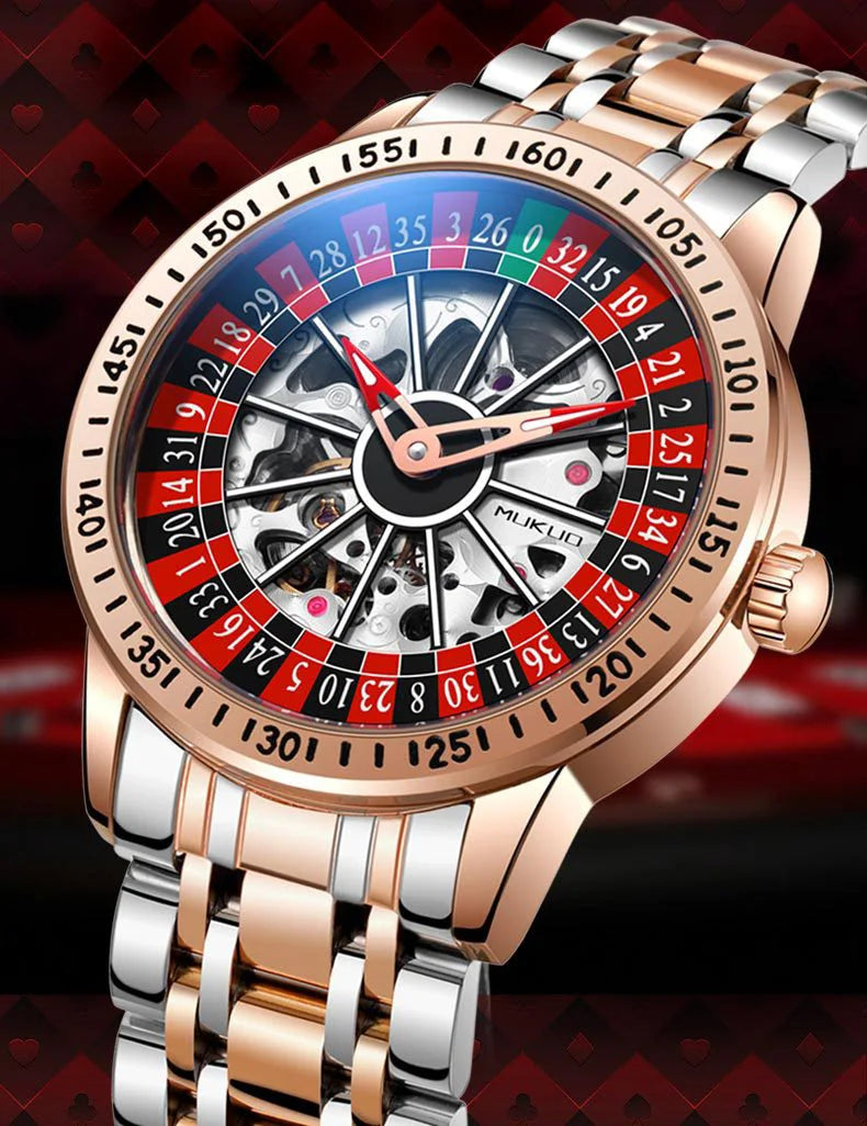 Men Mechanical Watch Automatic Luxury Gambling Rotating Plate Dial Wristwatch Man Casual Waterproof Luminous Clock Reloj Hombre