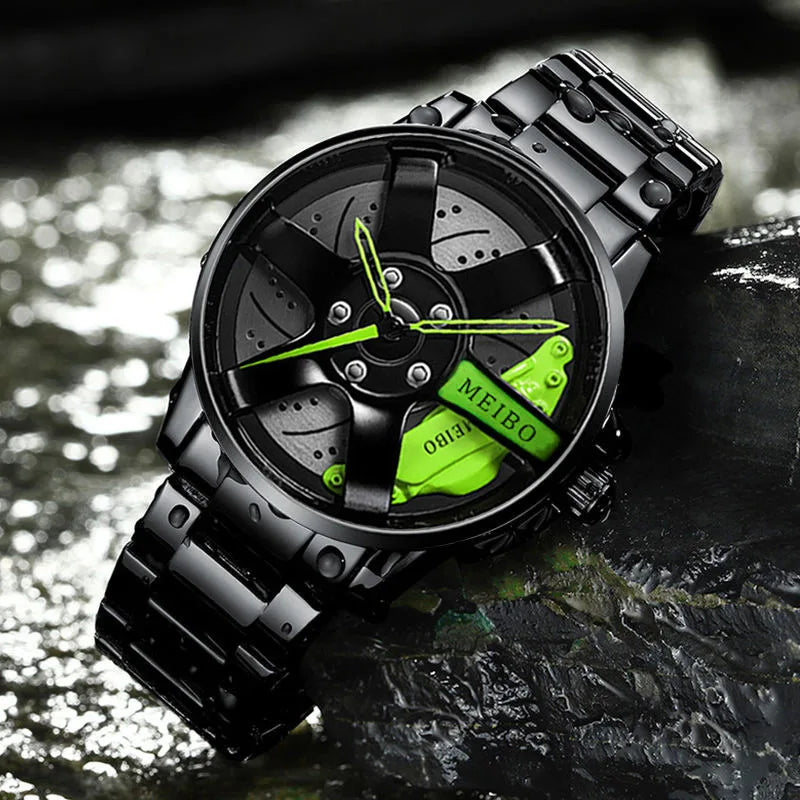 2025 Top Men Leather Watches Men Car Wheel Hub Stainless Steel Quartz Watch For Mens Military Sports Watch Relogio Masculino