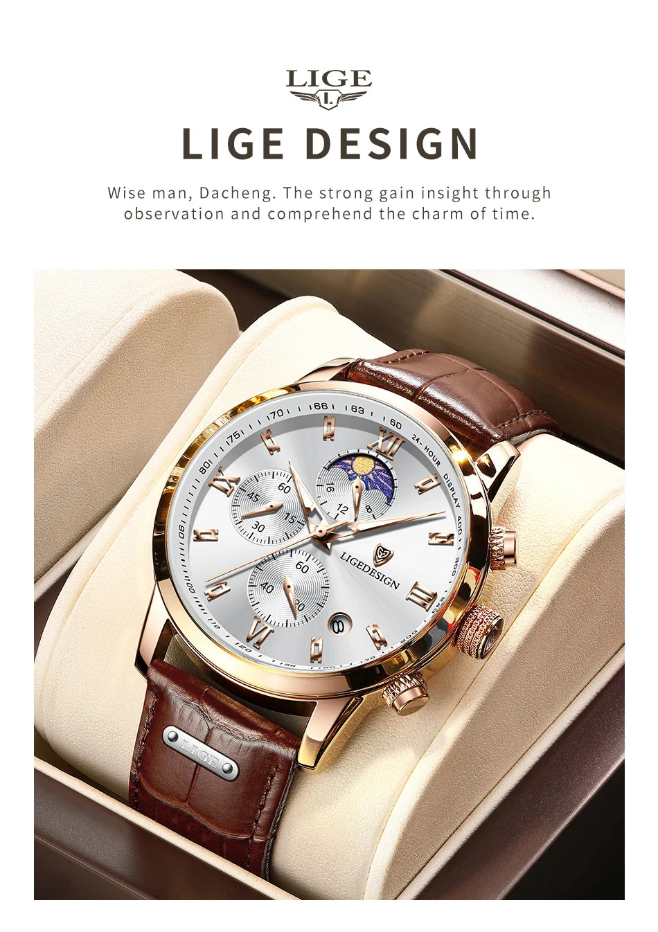 LIGE New Casual Men Watch Luxury Leather Waterproof Sport Quartz Wristwatch Chronograph Military Watch for Men Relogio Masculino