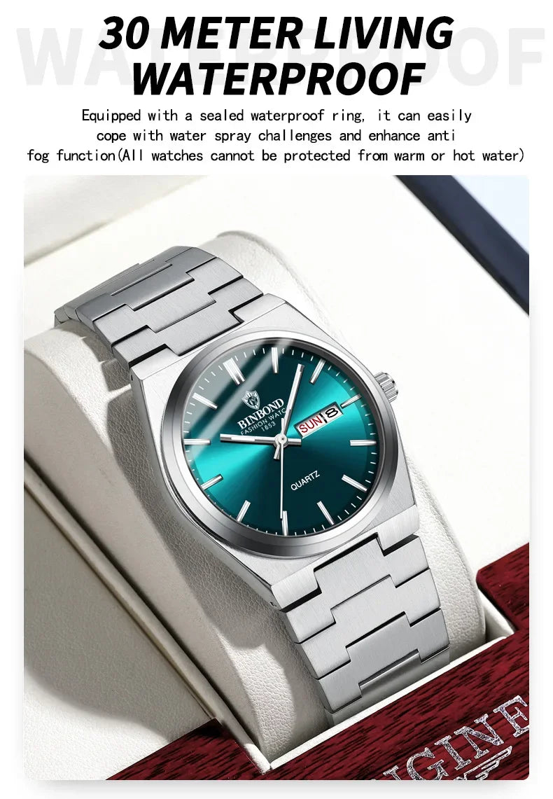Luxury Square Sport Man Wristwatch Waterproof Luminous Chronograph Quartz Men's Watches Stainless Steel Men Watch Reloj