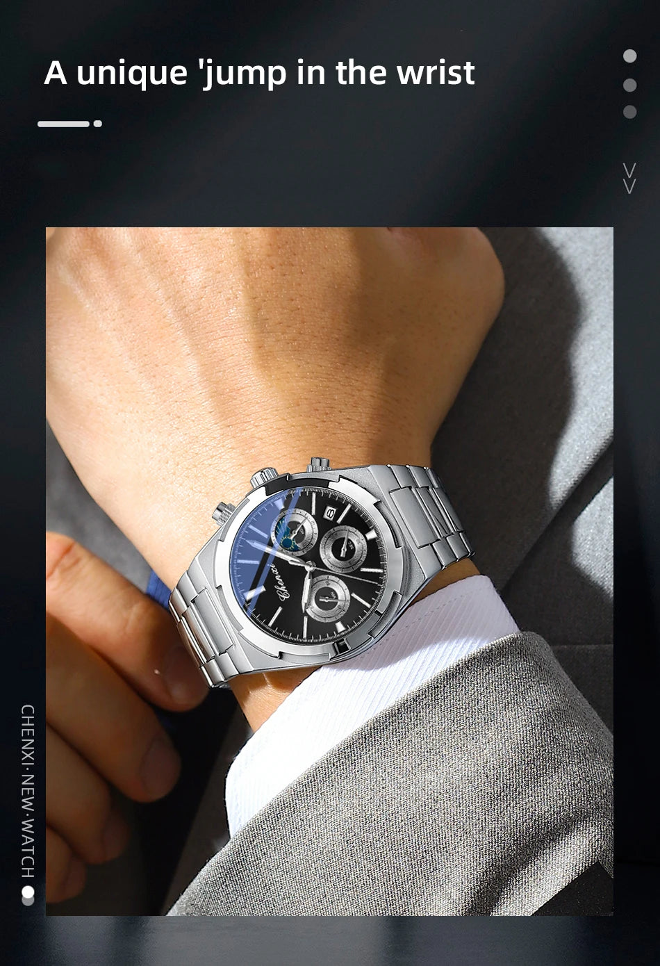 Men's Watches Classic Multifunctional Chronograph Sports Watch Top Luxury Stainless Steel Waterproof Luminous Quartz Wristwatch