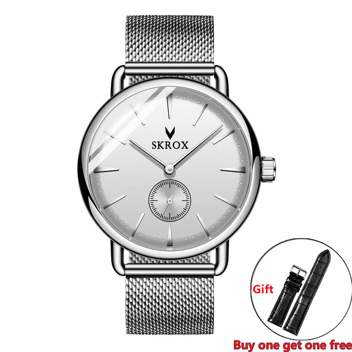 Luxury Brands SKROX Ultra-Thin Mechanical Men's Watch High-End Elegant Design with Mesh Strap Manual Movement Wind-Up Clockwork