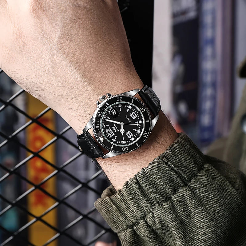 2022 New Fashion Leather Strap Watch For Men relogio masculino Montre High Quality Calendar Men's Wristwatch luxury Waterproof