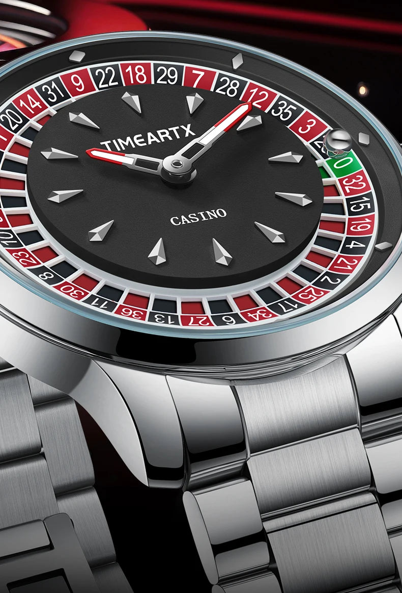 TIMEARTX Brand New Luxury Quartz Watches Man European Roulette Poker Game Wristwatch