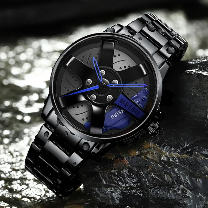 2025 Top Men Leather Watches Men Car Wheel Hub Stainless Steel Quartz Watch For Mens Military Sports Watch Relogio Masculino