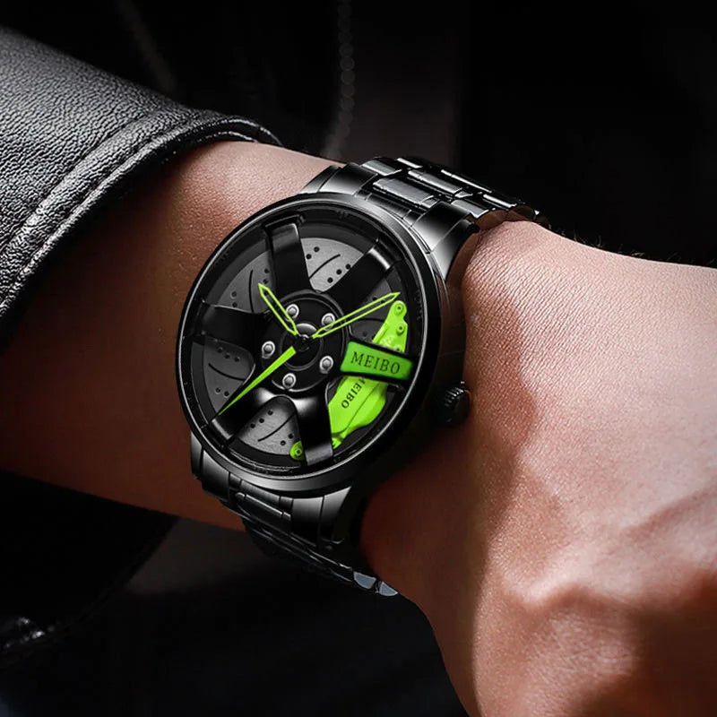 2025 Top Men Leather Watches Men Car Wheel Hub Stainless Steel Quartz Watch For Mens Military Sports Watch Relogio Masculino