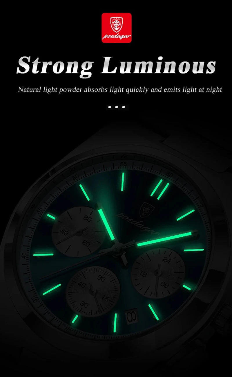 Classical Stop Watch Men Watches 2024 Luxury Sport Three-Eyes Multifunction Quartz Wristwatch Man Clock Waterproof Luminous Date