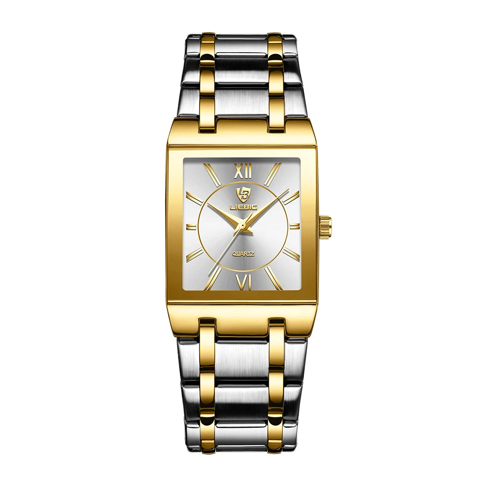 New Mens Watch Luxury Steel Bracelet Gold Quartz movement Waterproof Golden Wristwatches For Woman Watch relogio masculino Clock