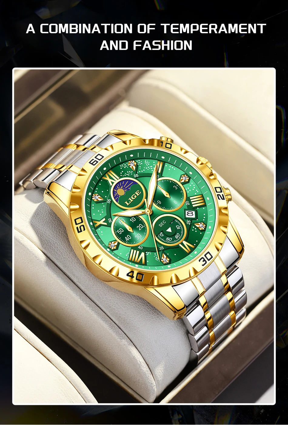 LIGE Woman Watches Rose Gold Top Brand Luxury Green Watch Women Quartz Waterproof Women's Wristwatch Ladies Girls Watches Clock
