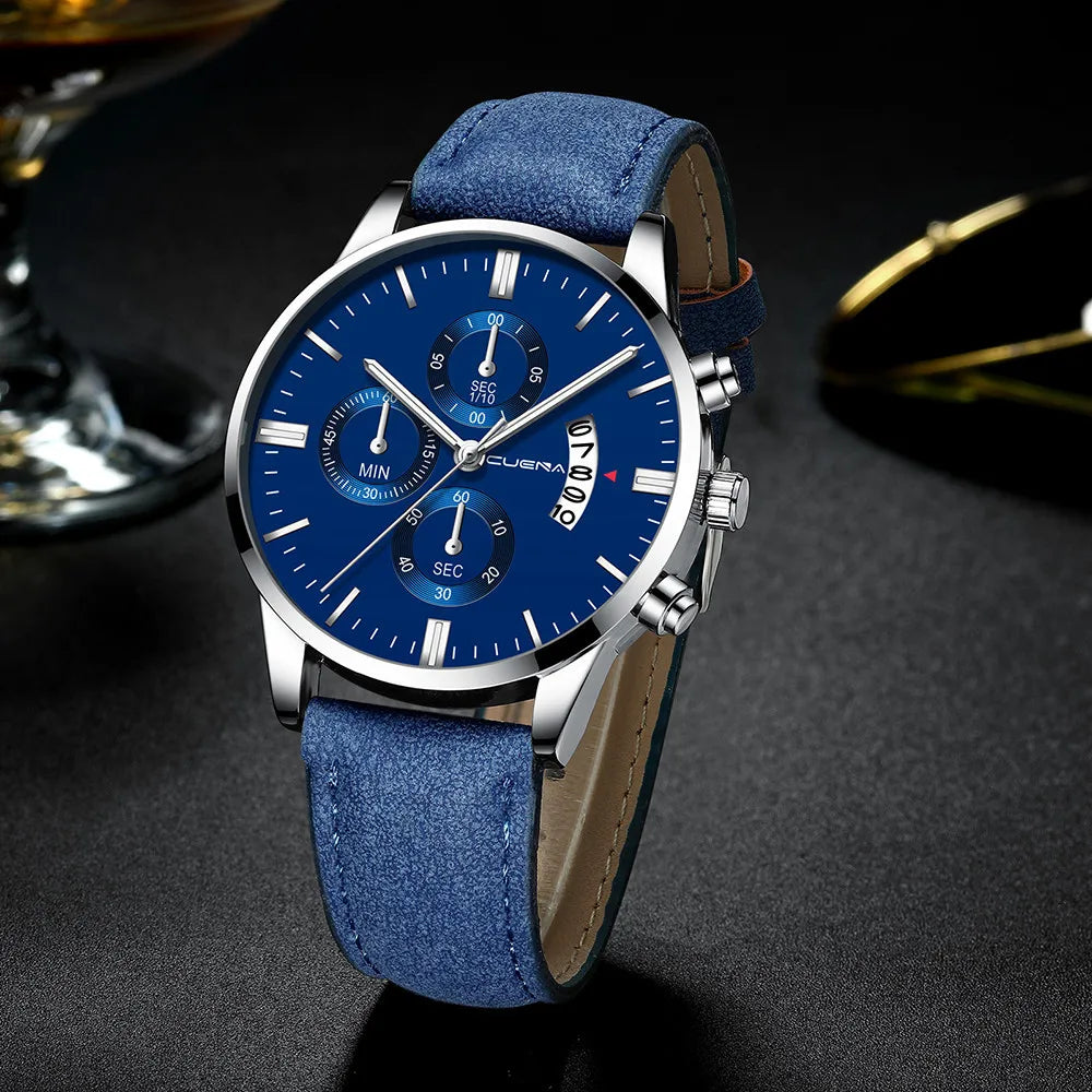 2023 Fashion Men's Watch Brand Luxury Male Quartz Watches Minimalist Casual Leather Strap Digital Calendar Wristwatch Men Clock