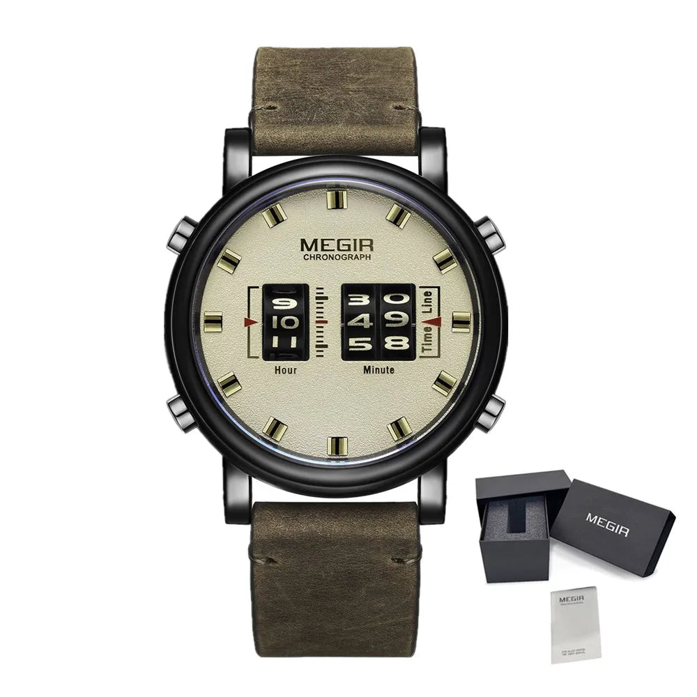 MEGIR Roller Digital Dial Watches for Men Multi-functional Roller Rotation Quartz Clock Waterproof Man Sport Wirstwatch Reloj