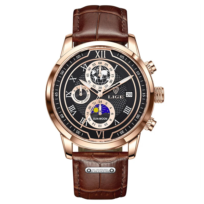 2025 LIGE Fashion Watch Men Sports Quartz Clocks Mens Watches Top Brand Leather Military Waterproof Date Watch Relogio Masculino