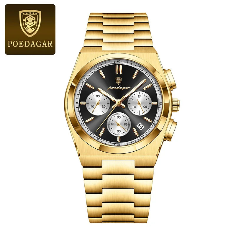 Classical Stop Watch Men Watches 2024 Luxury Sport Three-Eyes Multifunction Quartz Wristwatch Man Clock Waterproof Luminous Date